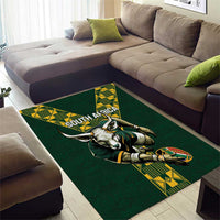 Custom South Africa 2024 Rugby Area Rug Go Springboks Protea Pattern - Wonder Print Shop