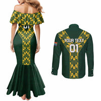 Custom South Africa 2024 Rugby Couples Matching Mermaid Dress and Long Sleeve Button Shirt Go Springboks Protea Pattern
