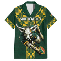 Custom South Africa 2024 Rugby Family Matching Off The Shoulder Long Sleeve Dress and Hawaiian Shirt Go Springboks Protea Pattern - Wonder Print Shop