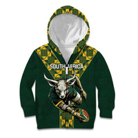 Custom South Africa 2024 Rugby Kid Hoodie Go Springboks Protea Pattern - Wonder Print Shop
