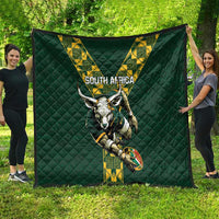 Custom South Africa 2024 Rugby Quilt Go Springboks Protea Pattern - Wonder Print Shop