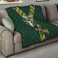 Custom South Africa 2024 Rugby Quilt Go Springboks Protea Pattern - Wonder Print Shop