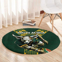 Custom South Africa 2024 Rugby Round Carpet Go Springboks Protea Pattern