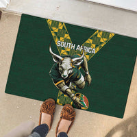 Custom South Africa 2024 Rugby Rubber Doormat Go Springboks Protea Pattern - Wonder Print Shop