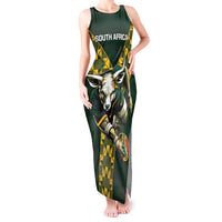 Custom South Africa 2024 Rugby Tank Maxi Dress Go Springboks Protea Pattern - Wonder Print Shop