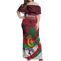 Personalized Maldives Independence Day 1965 Off Shoulder Maxi Dress Dhivehi Raajjeyge Jumhooriyyaa - Wonder Print Shop