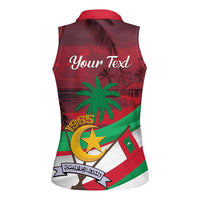 Personalized Maldives Independence Day 1965 Women Sleeveless Polo Shirt Dhivehi Raajjeyge Jumhooriyyaa - Wonder Print Shop
