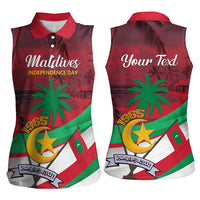 Personalized Maldives Independence Day 1965 Women Sleeveless Polo Shirt Dhivehi Raajjeyge Jumhooriyyaa - Wonder Print Shop