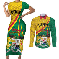 Personalized Benin Independence Day 1960 Couples Matching Short Sleeve Bodycon Dress and Long Sleeve Button Shirt Fraternite Justice Travail - Wonder Print Shop