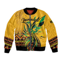 Personalized Jamaica Independence Day 1962 Bomber Jacket Jumieka Streamertail Reggae Pattern
