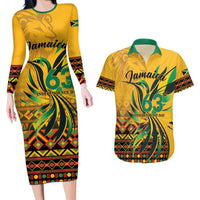 Personalized Jamaica Independence Day 1962 Couples Matching Long Sleeve Bodycon Dress and Hawaiian Shirt Jumieka Streamertail Reggae Pattern