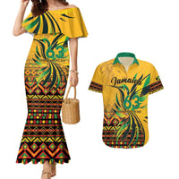 Personalized Jamaica Independence Day 1962 Couples Matching Mermaid Dress and Hawaiian Shirt Jumieka Streamertail Reggae Pattern
