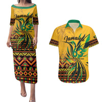 Personalized Jamaica Independence Day 1962 Couples Matching Puletasi and Hawaiian Shirt Jumieka Streamertail Reggae Pattern