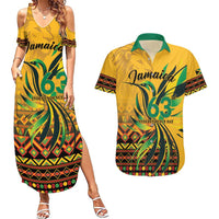 Personalized Jamaica Independence Day 1962 Couples Matching Summer Maxi Dress and Hawaiian Shirt Jumieka Streamertail Reggae Pattern