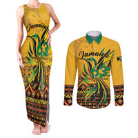 Personalized Jamaica Independence Day 1962 Couples Matching Tank Maxi Dress and Long Sleeve Button Shirt Jumieka Streamertail Reggae Pattern