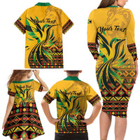 Personalized Jamaica Independence Day 1962 Family Matching Long Sleeve Bodycon Dress and Hawaiian Shirt Jumieka Streamertail Reggae Pattern