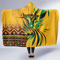 Jamaica Independence Day 1962 Hooded Blanket Jumieka Streamertail Reggae Pattern