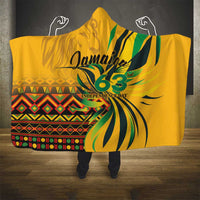 Jamaica Independence Day 1962 Hooded Blanket Jumieka Streamertail Reggae Pattern