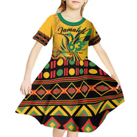 Personalized Jamaica Independence Day 1962 Kid Short Sleeve Dress Jumieka Streamertail Reggae Pattern