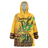 Personalized Jamaica Independence Day 1962 Wearable Blanket Hoodie Jumieka Streamertail Reggae Pattern