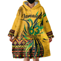 Personalized Jamaica Independence Day 1962 Wearable Blanket Hoodie Jumieka Streamertail Reggae Pattern