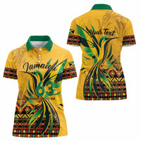 Personalized Jamaica Independence Day 1962 Women Polo Shirt Jumieka Streamertail Reggae Pattern