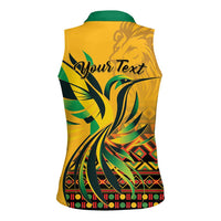 Personalized Jamaica Independence Day 1962 Women Sleeveless Polo Shirt Jumieka Streamertail Reggae Pattern