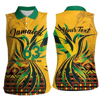 Personalized Jamaica Independence Day 1962 Women Sleeveless Polo Shirt Jumieka Streamertail Reggae Pattern