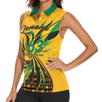 Personalized Jamaica Independence Day 1962 Women Sleeveless Polo Shirt Jumieka Streamertail Reggae Pattern