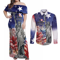 No Kings In America Couples Matching Off Shoulder Maxi Dress and Long Sleeve Button Shirt Watercolor Floral - Wonder Print Shop