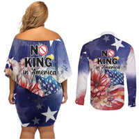 No Kings In America Couples Matching Off Shoulder Short Dress and Long Sleeve Button Shirt Watercolor Floral - Wonder Print Shop