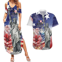 No Kings In America Couples Matching Summer Maxi Dress and Hawaiian Shirt Watercolor Floral - Wonder Print Shop
