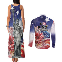 No Kings In America Couples Matching Tank Maxi Dress and Long Sleeve Button Shirt Watercolor Floral - Wonder Print Shop
