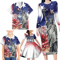No Kings In America Family Matching Long Sleeve Bodycon Dress and Hawaiian Shirt Watercolor Floral - Wonder Print Shop