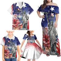 No Kings In America Family Matching Off Shoulder Maxi Dress and Hawaiian Shirt Watercolor Floral - Wonder Print Shop