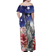 No Kings In America Family Matching Off Shoulder Maxi Dress and Hawaiian Shirt Watercolor Floral - Wonder Print Shop