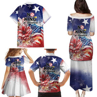 No Kings In America Family Matching Puletasi and Hawaiian Shirt Watercolor Floral - Wonder Print Shop