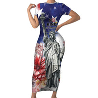 No Kings In America Family Matching Short Sleeve Bodycon Dress and Hawaiian Shirt Watercolor Floral - Wonder Print Shop