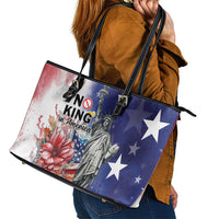 No Kings In America Leather Tote Bag Watercolor Floral - Wonder Print Shop
