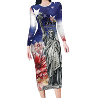 No Kings In America Long Sleeve Bodycon Dress Watercolor Floral - Wonder Print Shop