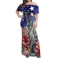 No Kings In America Off Shoulder Maxi Dress Watercolor Floral - Wonder Print Shop