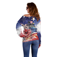 No Kings In America Off Shoulder Sweater Watercolor Floral - Wonder Print Shop