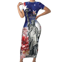 No Kings In America Short Sleeve Bodycon Dress Watercolor Floral - Wonder Print Shop