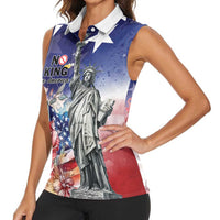 No Kings In America Women Sleeveless Polo Shirt Watercolor Floral - Wonder Print Shop