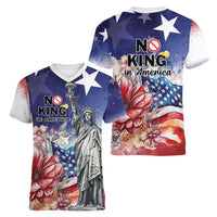No Kings In America Women V-Neck T-Shirt Watercolor Floral - Wonder Print Shop