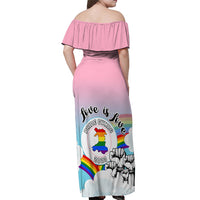 Pride Cymru Off Shoulder Maxi Dress Welsh Dragon Rainbow Version - Wonder Print Shop