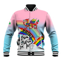 Personalised Pride Cymru Baseball Jacket Welsh Dragon Rainbow Version - Wonder Print Shop