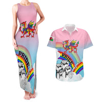 Personalised Pride Cymru Couples Matching Tank Maxi Dress And Hawaiian Shirt Welsh Dragon Rainbow Version - Wonder Print Shop