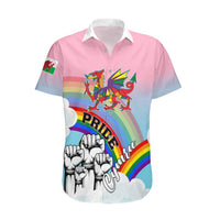 Personalised Pride Cymru Hawaiian Shirt Welsh Dragon Rainbow Version - Wonder Print Shop