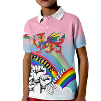 Personalised Pride Cymru Kid Polo Shirt Welsh Dragon Rainbow Version - Wonder Print Shop
